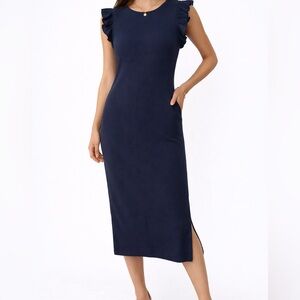 Maurices Navy Ruffle Sleeve Midi Dress